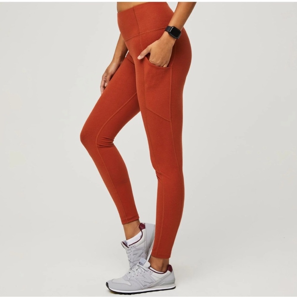 Figs Terracotta Women Sz XS Dual Deep Pockets Ankle Pull On High Rise Leggings